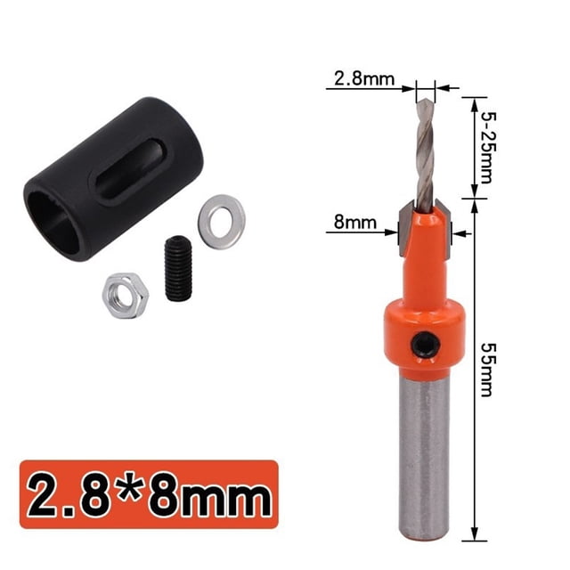 29mm Countersink Drill Bit Shank Hss Woodworking Countersink Router Bit Screw Extractor Remon Demolition for Wood Milling Cutter 2.8×8