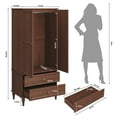 thumbnail image 4 of HLR 71" Tall Modern Wood Armoire Wardrobe Closet, Freestanding Cabinet with Hanging Rod for Bedroom, Brown, 4 of 12