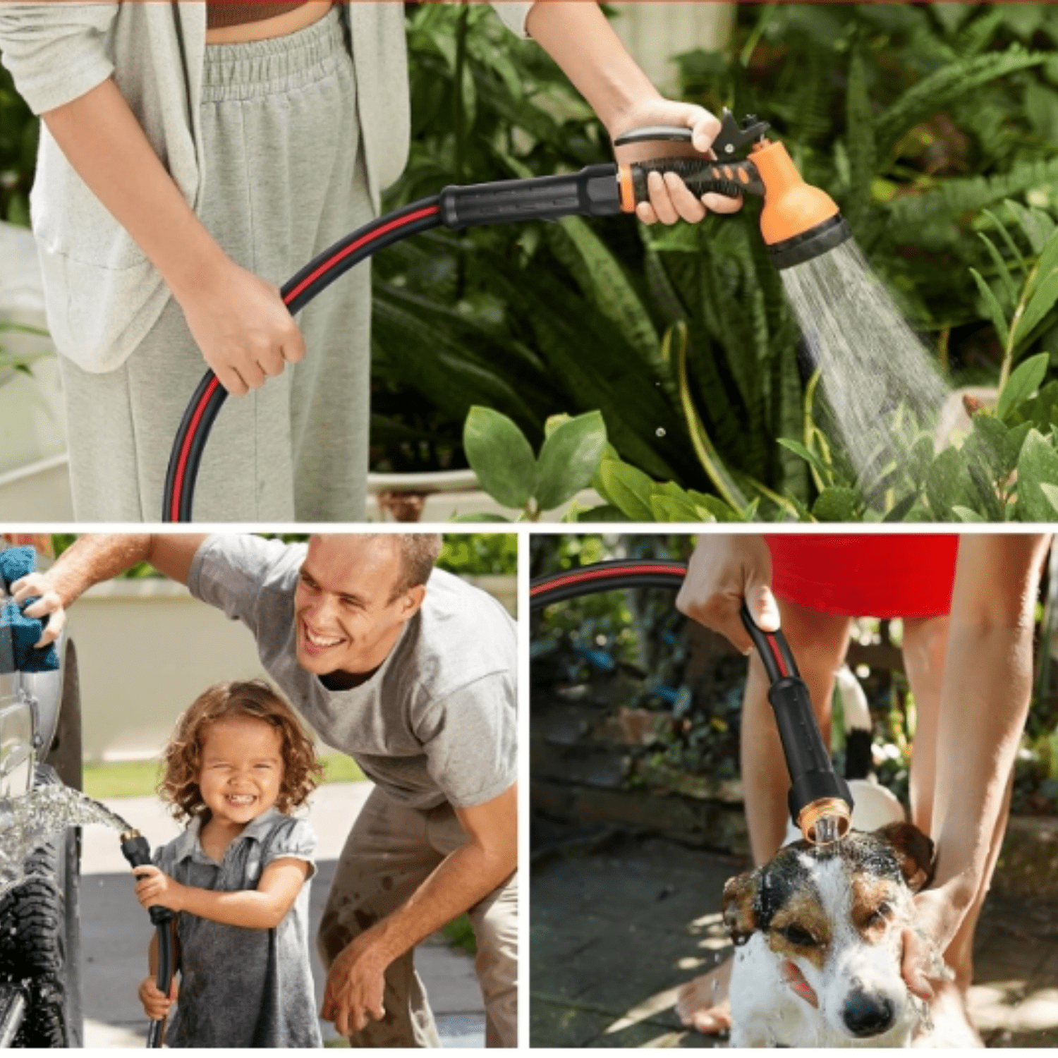 Garden Hose 100ft x 5/8", NON-EXPANDABLE Heavy Duty Premium Flexible Water Hose, No Kink, Leakproof, Lightweight Hybrid Hose with Male to Female Fittings for Household&Backyard