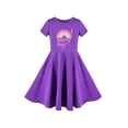 thumbnail image 1 of Robe Fille Violette Rainbow Cœur Happy Day Coton Manches Courtes Décontractée 12 Ans, 1 of 8