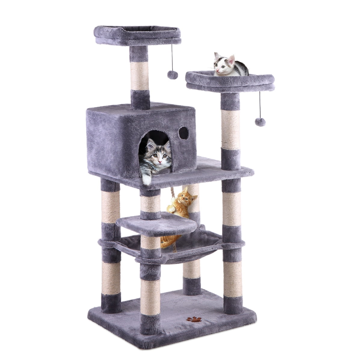 Lowestbest Multi-Level Cat Tree with Sisal-Covered Scratching Post Condo, Cats Tower Furniture for Pets Climb, Brown Lowestbest Multi-Level Cat Tree with Sisal-Covered Scratching Post Condo, Cats Tower Furniture for Pets Climb, Brown