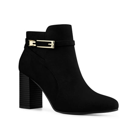 

Allegra K Women s Buckle Round Toe Chunky Heels Ankle Boots