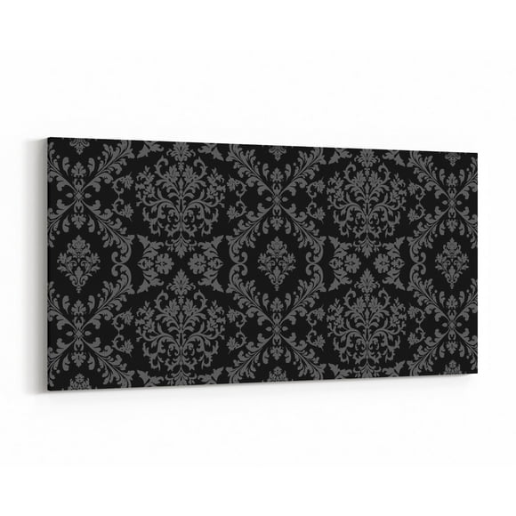 Erosebridal Boho Black Grey Damask Canvas Wall Art for Bedroom, Victorian Baroque Wall Hanging Decor Kitchen 58x29