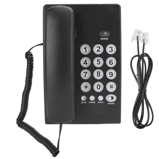 Teléfono fijo portátil KXT504 para oficina, negocios, hogar y hogar, con función de flash, ABS, color negro