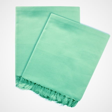 Just Linen 100% Cotton Peshtemal Value Pack of 4 Travel Bath Towels, Light Weight Highly Absorbent Herring Bone Weave, 30 X 58 Inches (75 X 147 Cms) Pictachio Green Color