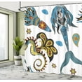 thumbnail image 4 of Ambesonne Sky Blue Shower Curtain, Mermaid and Sea Horse, 69"Wx70"L, Pale Blue Yellow Orange, 4 of 4