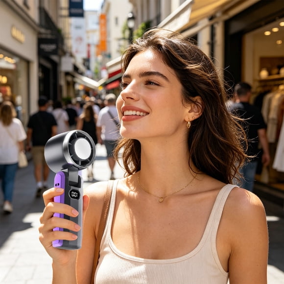 Ventilador portátil recargable con 100 velocidades: mini ventilador plegable portátil con refrigeración por semiconductores, batería de larga duración, recargable mediante USB-C para viajes,