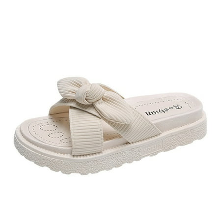 

Stamzod Women s Sandals Summer Flip-flop Sandals Platform Bow Shoes Clearance