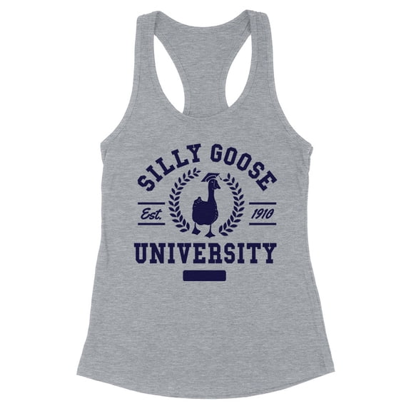 Silly Goose University Tank Top Fitted Racerback Women's Small Heather Grey