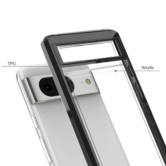 For Google Pixel 8 Pro 5G Hybrid Crystal Clear Transparent Shock-Absorption Bumper TPU   Hard PC Back Slim Frame Cover ,Xpm Phone Case [ Black ]