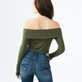 thumbnail image 2 of Aeropostale Womens Off The Shoulder Pullover Blouse, Green, Juniors, Small, 2 of 2