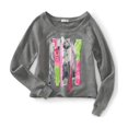 thumbnail image 1 of Aeropostale Mujer Floral Mujer Puff Paint Knit Sweater, Gris, X-Small, 1 of 1
