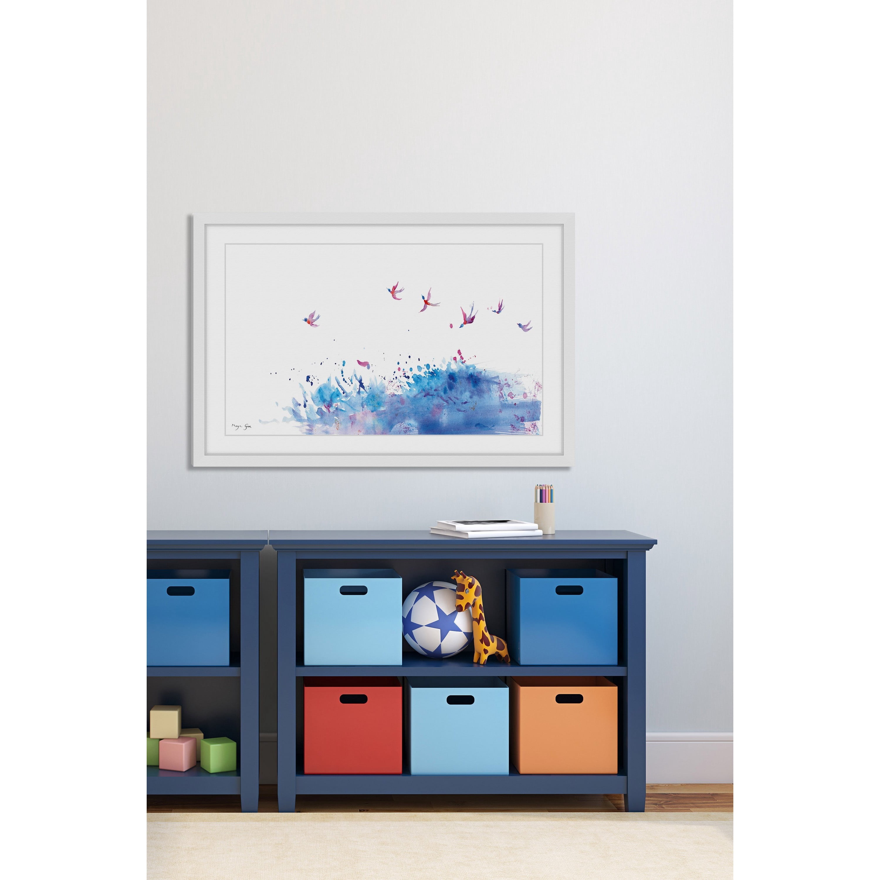 Marmont Hill "Birds Flying over Sea" by Maya Gur Framed Painting Print