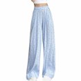 thumbnail image 2 of Diufon Womens Silk Wide Leg Pants Trendy Polka Dot Lounge Pants Elastic High Waist Trousers, 2 of 4
