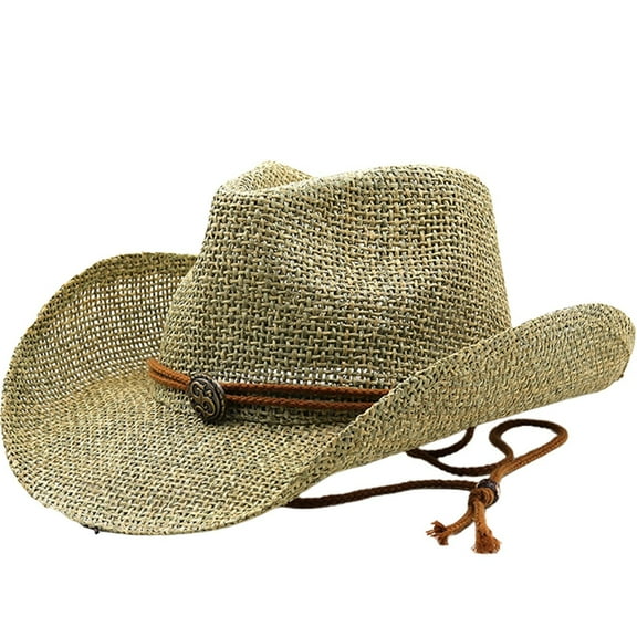 Cowboy Straw Sun Hats for Women and Men – Foldable Wide Brim UV Protection Western Hat for Beach, Outdoor Hiking, Summer Travel, and Camping Style