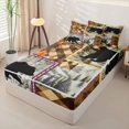 thumbnail image 2 of Castle Fairy Woodland Animal Bear Zipper Twin Comforter Sets with Fitted Sheet and 2 Pillowcases,Jungle Leaves Retro Checkered Zipper Bedding Set,Brown Orange Cream,Black Reversible,4-Piece, 2 of 6