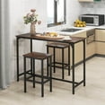thumbnail image 2 of Costway 3 PCS Counter Height Table Set with Footrests Rectangular Pub Table & Chairs Brown, 2 of 10