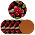 thumbnail image 2 of Cherry Microfiber Leather Round Coasters (6PCS) - Set of 6 Drink Coasters, 11x11 cm/4.3x4.3 Inches, and Heat Table Coasters for Glasses, Cups, and Mugs, 2 of 6