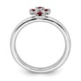 thumbnail image 2 of Sterling Silver Stackable Expressions Rhodium Garnet Cross Ring Size 9, 2 of 3