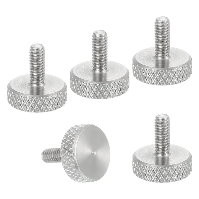 Uxcell M2.5x6mm Vis Vernier, Vis à Pouce en Acier Inoxydable 304, Vis à Tête Plate, Vis à Tête Moletée en Diamant, Boutons de Serrage, Filetage à Main, 5 Pcs