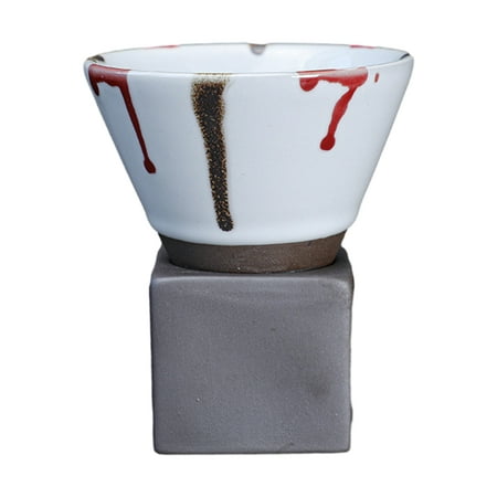 

Handmade Japanese Style Crude Pottery Funnel Coffee Cup - 200ML with Base - Heat-Resistant - Ideal for Latte Cappuccino Tea Espresso - Tapered Mug - Birthday Gift