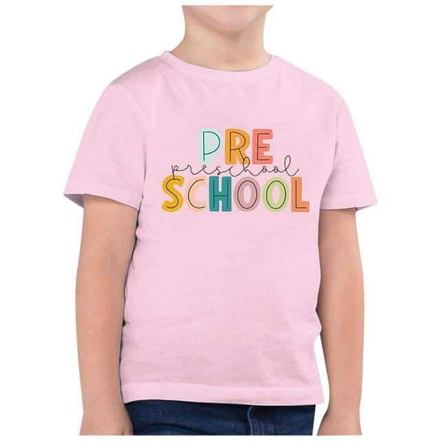 TZEWGL Casual Back To School Season Printed Round Neck Short Sleeve Shirt For Newborn Top For Infnants size 8-9T