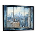 thumbnail image 2 of Designart "Urbanscape View of Vintage NYC from Window I" Cityscapes Framed Wall Art - Industrial Blue New York City Bedroom Framed Canvas Wall Art, 2 of 6