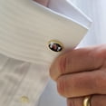 thumbnail image 2 of Beware Of Hog Biker Motorcycle Chopper Round Cufflink Set Gold Color, 2 of 6