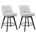 thumbnail image 1 of Bar Stools Set de 2 Moderno Swivel Counter Altura Bar Stools con Back y Madera Legs Unholstered Barstools para Kitchen Island 26 Inch Altura Seat-Linen Beige, 1 of 7