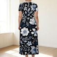 thumbnail image 4 of LWavelet Women's Plus Size Ditsy Floral Maxi Dress Short Sleeve Tie Waist Casual Cute Dress with Pockets Purple 5XL, 4 of 7