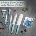 thumbnail image 3 of Ceramic Knife, 6-Pieces Pink Ceramic Knife Set for Kitchen With Acrylic Stand, Ultra -Sharp Kitchen Cooking Knife Set with Ceramic Peeler & Scissors for Home Family Restaurant (Blue), 3 of 8
