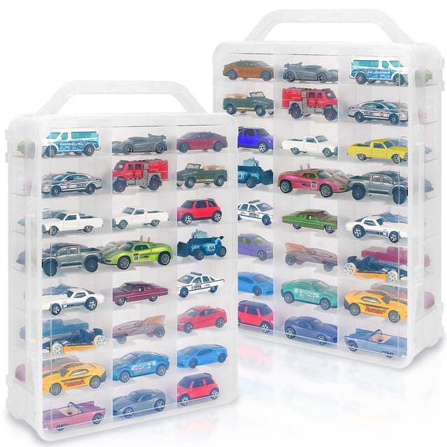 Estuche de almacenamiento para autos de juguete KISLANE de doble cara con 46 compartimientos