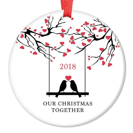 Christmas Gifts For Your Girlfriend Love Birds Ornament 2019, Our Christmas Together Couple Porcelain Ornament, Boyfriend Girlfriend Ornament, 3