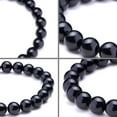 thumbnail image 4 of Pulsera de ágata con cuentas redondas de ágata negra natural (1 unidad). Pulsera elástica de varias capas., 4 of 4