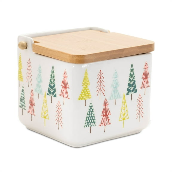 Melrose International Box w/Tree Pattern (Set of 2) 5"SQ x 4.75"H Ceramic