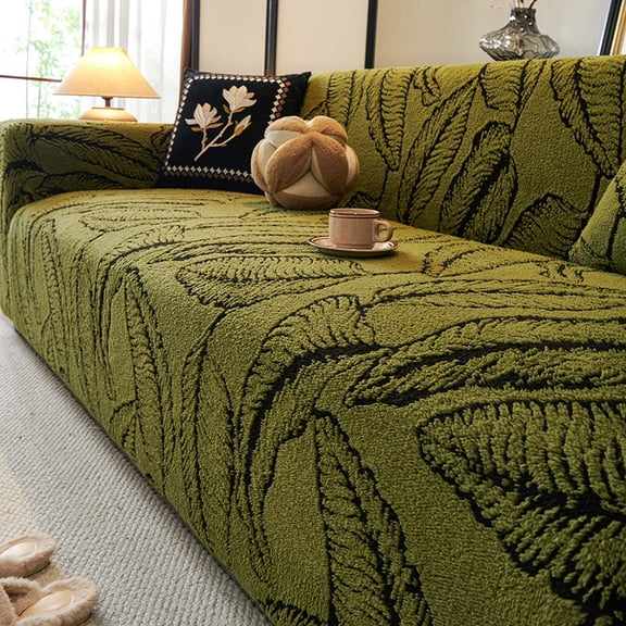 suxuMhao Stretch Sofa Cover, Sofa Size, 3 Seater Couch Cover - Couch Slipcovers for Sofa, Elastic Fitted Couch Slipcover, Wrinkle-Resistant Cover for Couch, 1 Piece (Green and Black)