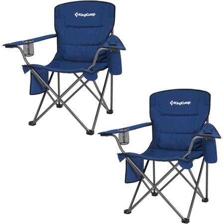 KingCamp Oversized Camping Chairs 2 Pack, Padded Compact Folding Portable Chair, 300 lbs, Blue