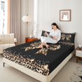 thumbnail image 4 of Homewish Cartoon Leopard Print Bowknot 4pcs Bed Sheets for Female Men Adults,Animal Cheetah Print King Sheets,Dreamy Princess Super Cozy Sheet Set,Breathable Home Decor, 4 of 7