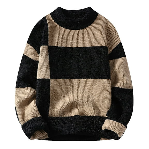GBSYEWXS Pullover Sweater For Men Turtleneck Long Sleeve Soft Fashion Jacquard Print Coffee Sweaters