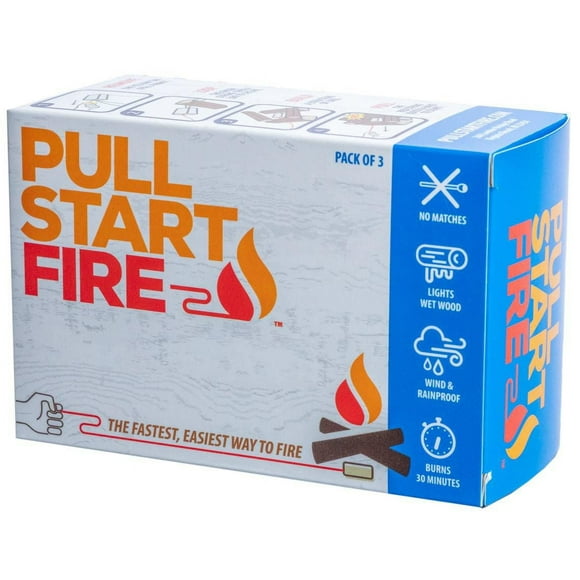 Pull Start Fire 77303 Fire Starter, No Matches Needed, Windproof 200 Mph, Burns 30 Min, 3 Pack, Fire Starter, No Matches Neede