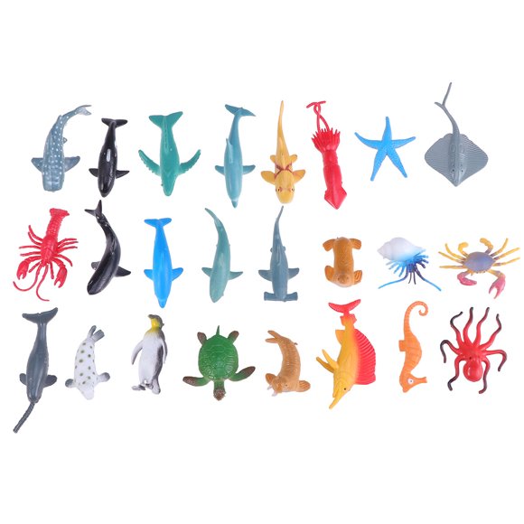 24pcs Plastic Sea Animal Figure Set Realistic Animal Toys Mini Sea Animal Party Favors For Kids Toddlers (Mix Model)