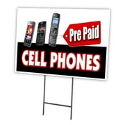PREPAID CELL PHONES 18"x24" Yard Sign & Stake outdoor plastic window | Advertise Your Business | Stake Included Image On Front Only | Made in The USA