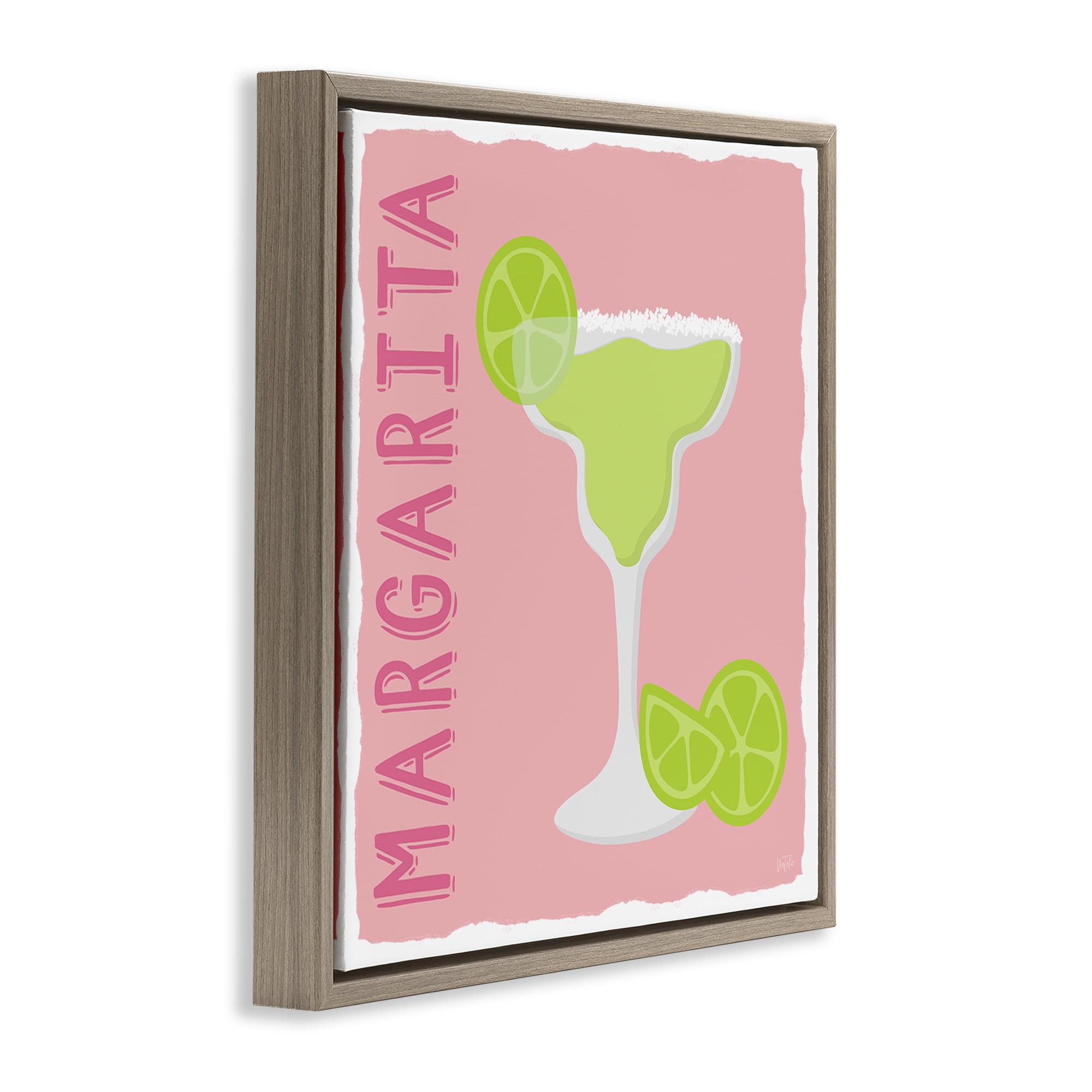 Stupell Industries Margarita Cocktail with Limes Food & Beverage Painting Brown Floater Framed Canvas Art Print Wall Art, 18 x 18