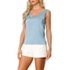 thumbnail image 4 of Camisas de satén INSPIRE CHIC para mujeres, sin mangas, con escote en V, pijamas casuales de seda, top de tanque S azul, 4 of 6
