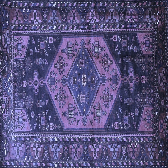 Ahgly Company Machine Washable Indoor Square Persian Blue Traditional Area Rugs, 6' Square