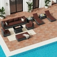 thumbnail image 4 of RADIATA 13-Piece wicker outdoor sectional with fire pit, patio furniture set with fire pit table, high back patio furniture set, large outdoor sectional, modern patio furniture set,Gray/Rust red, 4 of 9