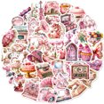 thumbnail image 2 of Paquete de pegatinas retro, rosa, estética vintage, 50 unidades, 2 of 2