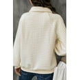 thumbnail image 5 of Women's Beige Textured Half-Button Collared Sweatshirt – Casual Long-Sleeve Layer for Everyday Comfort [ZhiHiMeRi] | L, 5 of 11