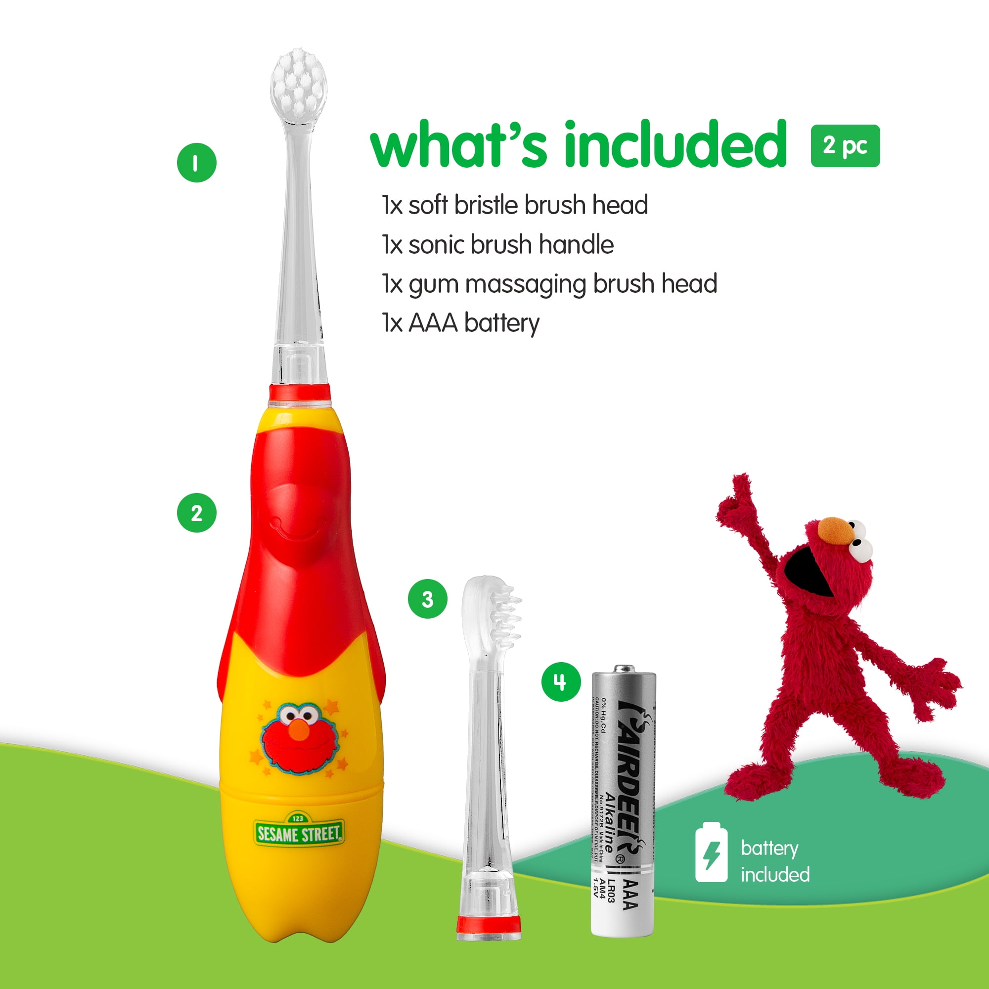 Brush Buddies Sesame Street Baby Soniclean Toothbrush with Teething Relief