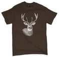 thumbnail image 5 of Deer Portrait T-shirt Monochrome Buck Head Nature Whitetail Wildlife Antlers Forest Rustic Hunt Trophy Men's Tee, 5 of 7